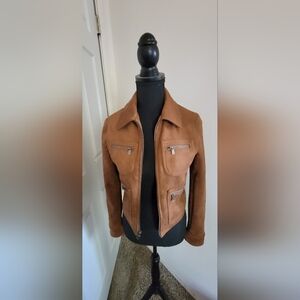 Banana Republic Brown Utility Jacket with Smooth Leather Style Finish
